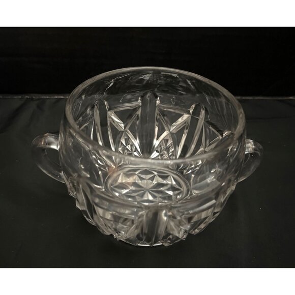 Vintage Open Sugar Bowl Cut Crystal Large 2 Handles - Picture 3 of 6
